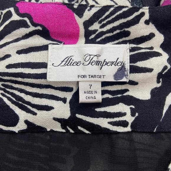 Alice Temperley For Target Dress Women's 7‎ Black Pink Floral Empire Tie Back - Picture 5 of 11